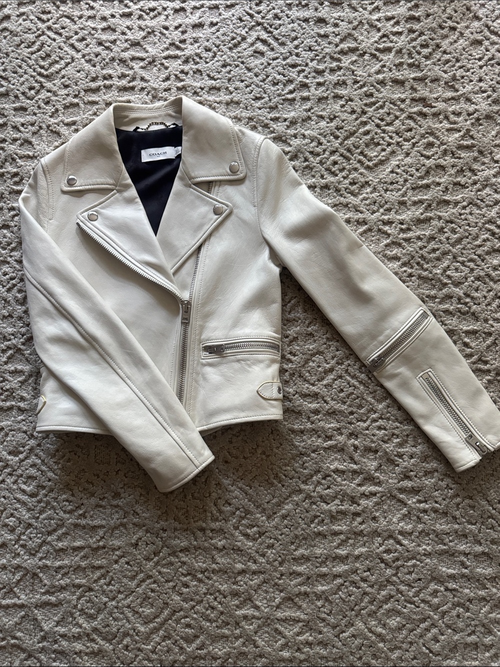 Coach Lambskin Cream Leather Moto Jacket (Women’s) - NWOT